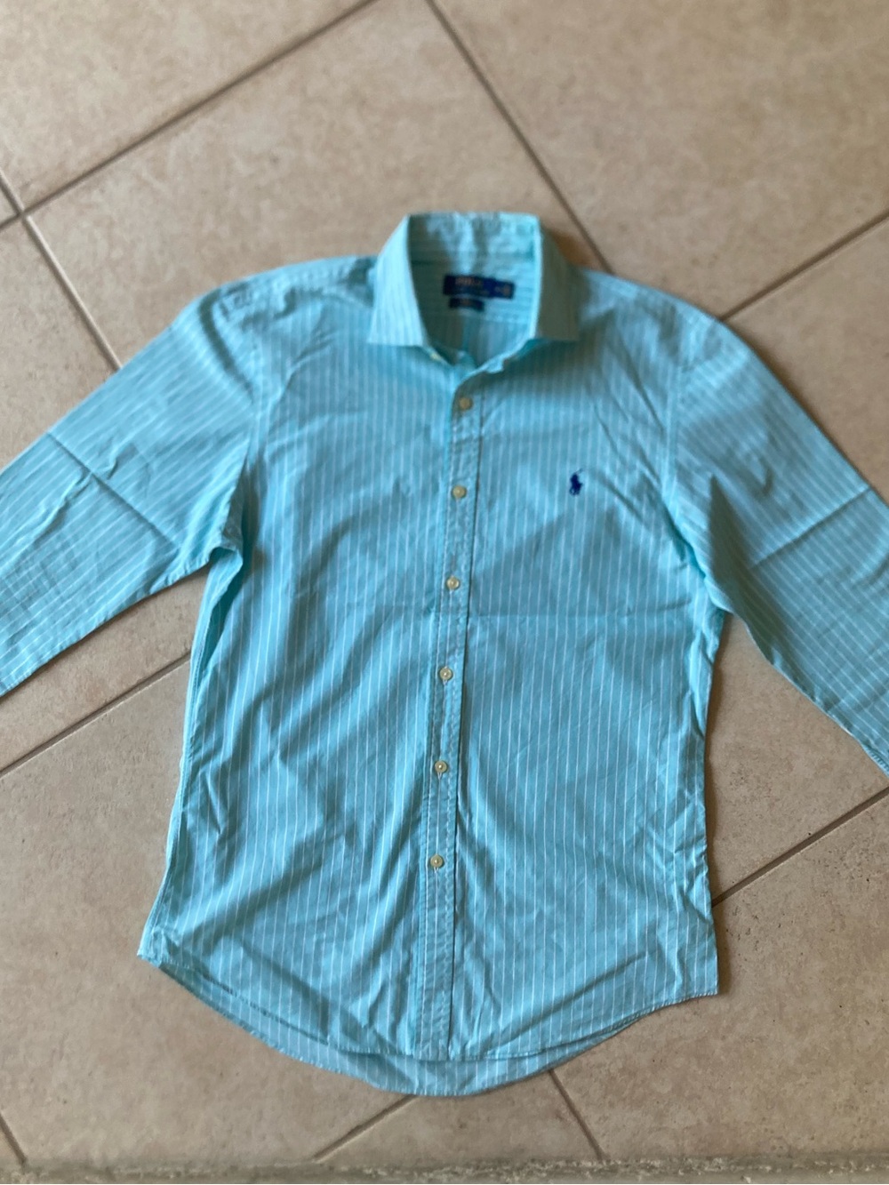 Polo by Ralph Lauren Aqua Blue Pinstripe Men's Dress Shirt